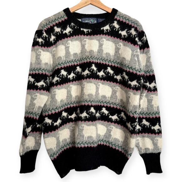 Vintage Woodstock International Wool Blend Sheep Fair Aisle Sweater Women's M/L - Picture 1 of 8